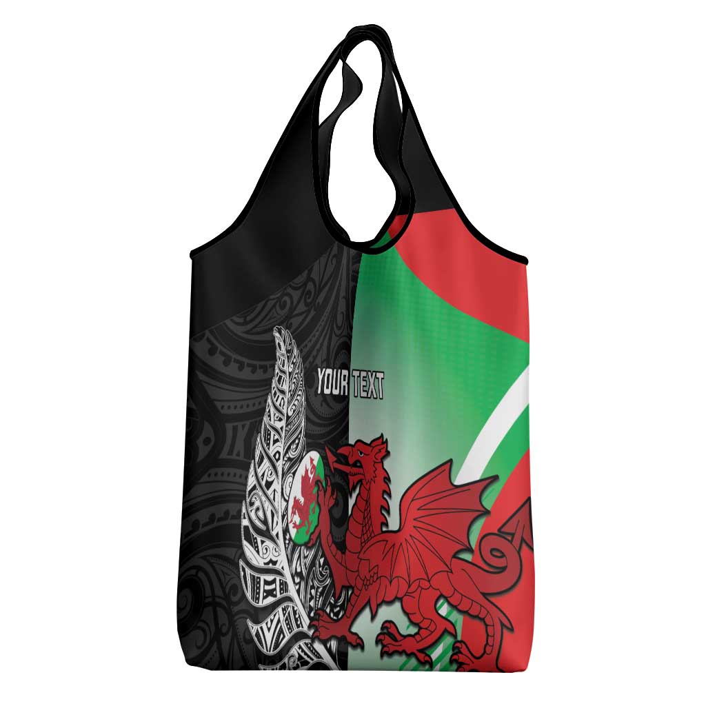 New Zealand and Wales Rugby Custom Grocery Bag Aotearoa All Black Combine Welsh Dragon - Aussie Hoodie