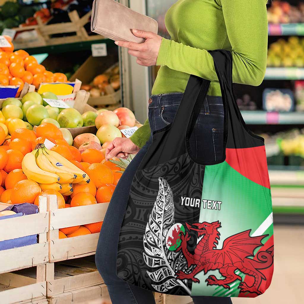 New Zealand and Wales Rugby Custom Grocery Bag Aotearoa All Black Combine Welsh Dragon - Aussie Hoodie
