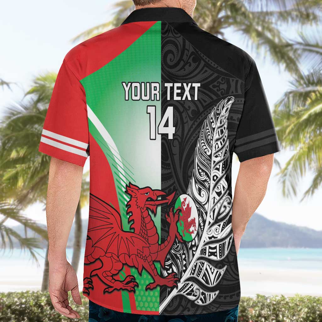 New Zealand and Wales Rugby Custom Hawaiian Shirt Aotearoa All Black Combine Welsh Dragon - Aussie Hoodie