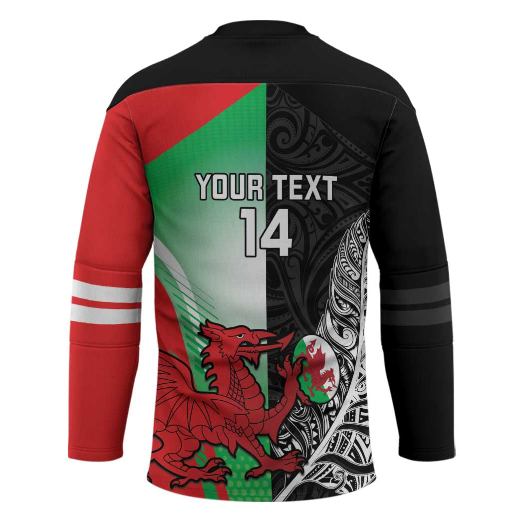 New Zealand and Wales Rugby Custom Hockey Jersey Aotearoa All Black Combine Welsh Dragon - Aussie Hoodie
