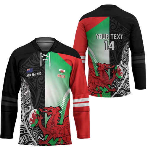 New Zealand and Wales Rugby Custom Hockey Jersey Aotearoa All Black Combine Welsh Dragon - Aussie Hoodie