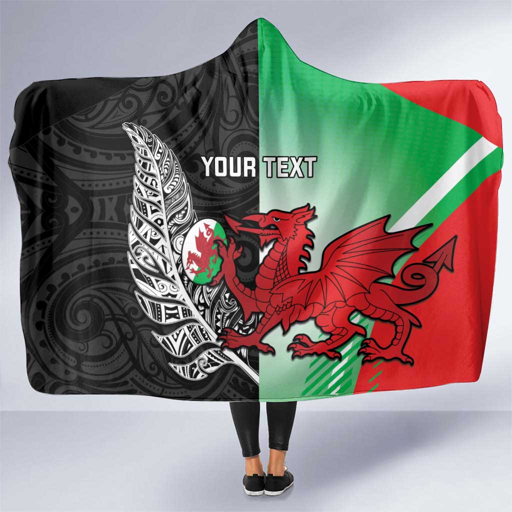 New Zealand and Wales Rugby Custom Hooded Blanket Aotearoa All Black Combine Welsh Dragon - Aussie Hoodie