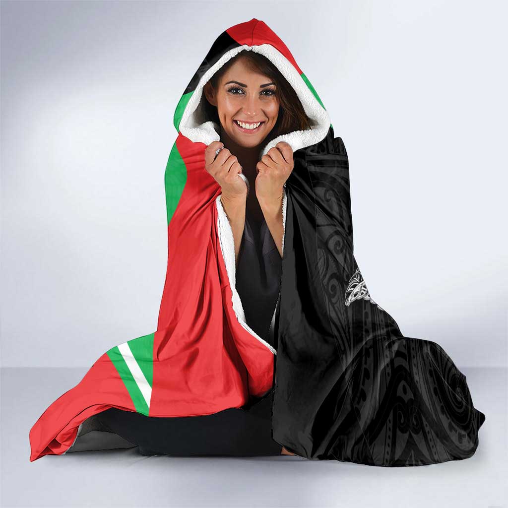 New Zealand and Wales Rugby Custom Hooded Blanket Aotearoa All Black Combine Welsh Dragon - Aussie Hoodie