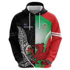 New Zealand and Wales Rugby Custom Hoodie Aotearoa All Black Combine Welsh Dragon - Aussie Hoodie
