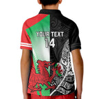 New Zealand and Wales Rugby Custom Kid Polo Shirt Aotearoa All Black Combine Welsh Dragon - Aussie Hoodie
