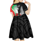 New Zealand and Wales Rugby Custom Kid Short Sleeve Dress Aotearoa All Black Combine Welsh Dragon - Aussie Hoodie