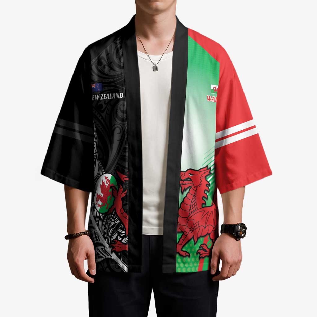 New Zealand and Wales Rugby Custom Kimono Aotearoa All Black Combine Welsh Dragon - Aussie Hoodie