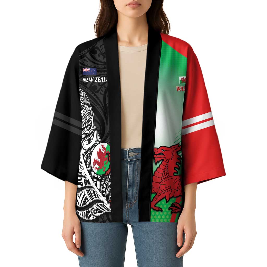 New Zealand and Wales Rugby Custom Kimono Aotearoa All Black Combine Welsh Dragon - Aussie Hoodie