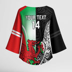 New Zealand and Wales Rugby Custom Kimono Sleeve Blouse Aotearoa All Black Combine Welsh Dragon - Aussie Hoodie