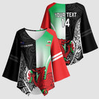 New Zealand and Wales Rugby Custom Kimono Sleeve Blouse Aotearoa All Black Combine Welsh Dragon - Aussie Hoodie