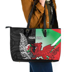 New Zealand and Wales Rugby Custom Leather Tote Bag Aotearoa All Black Combine Welsh Dragon - Aussie Hoodie