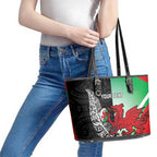 New Zealand and Wales Rugby Custom Leather Tote Bag Aotearoa All Black Combine Welsh Dragon - Aussie Hoodie