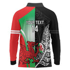 New Zealand and Wales Rugby Custom Long Sleeve Polo Shirt Aotearoa All Black Combine Welsh Dragon - Aussie Hoodie