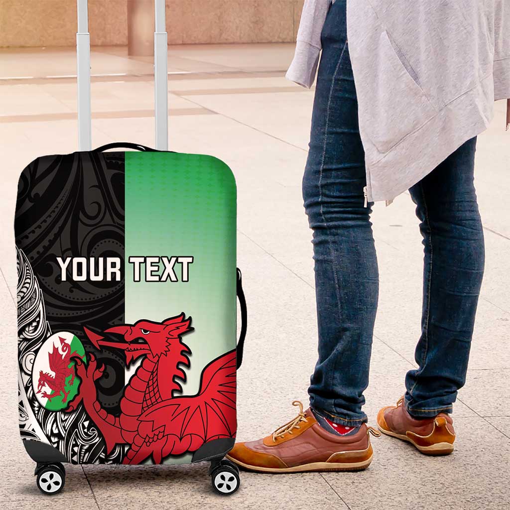 New Zealand and Wales Rugby Custom Luggage Cover Aotearoa All Black Combine Welsh Dragon - Aussie Hoodie