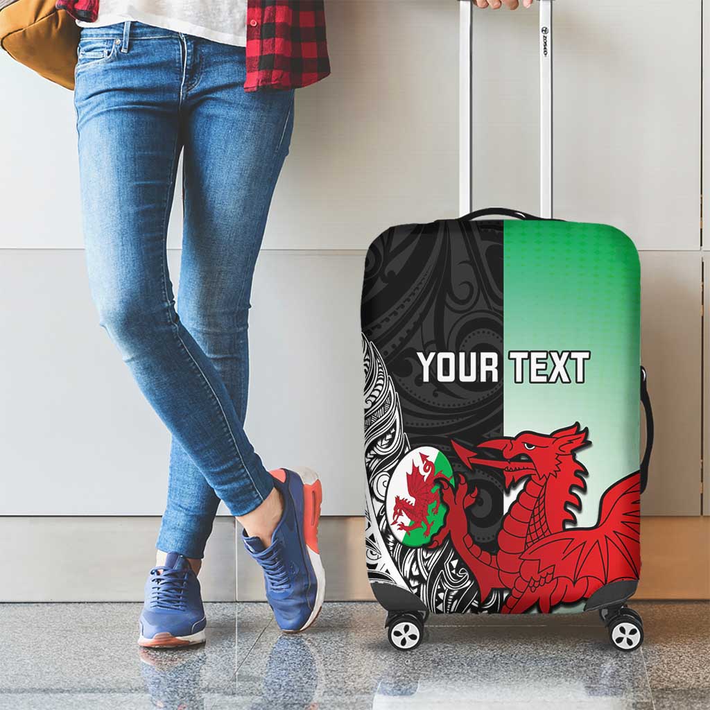 New Zealand and Wales Rugby Custom Luggage Cover Aotearoa All Black Combine Welsh Dragon - Aussie Hoodie