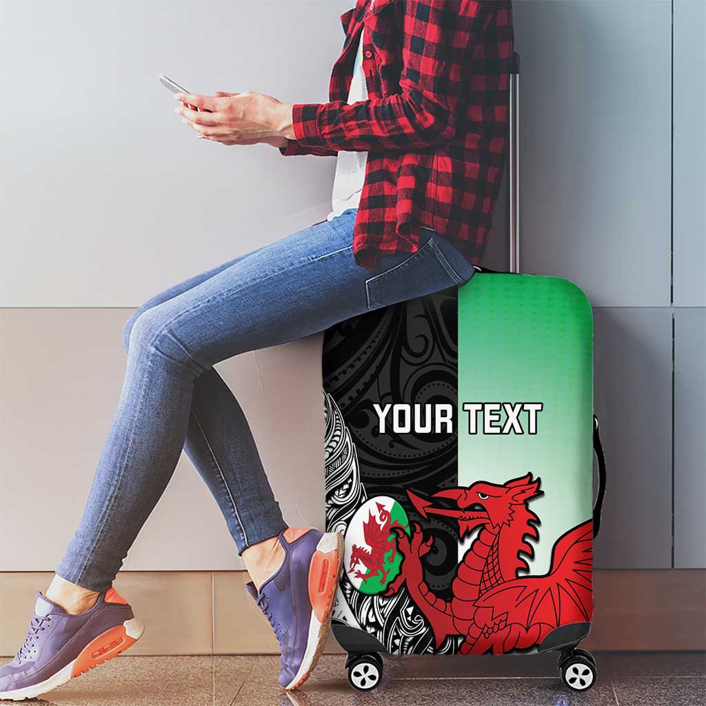 New Zealand and Wales Rugby Custom Luggage Cover Aotearoa All Black Combine Welsh Dragon - Aussie Hoodie