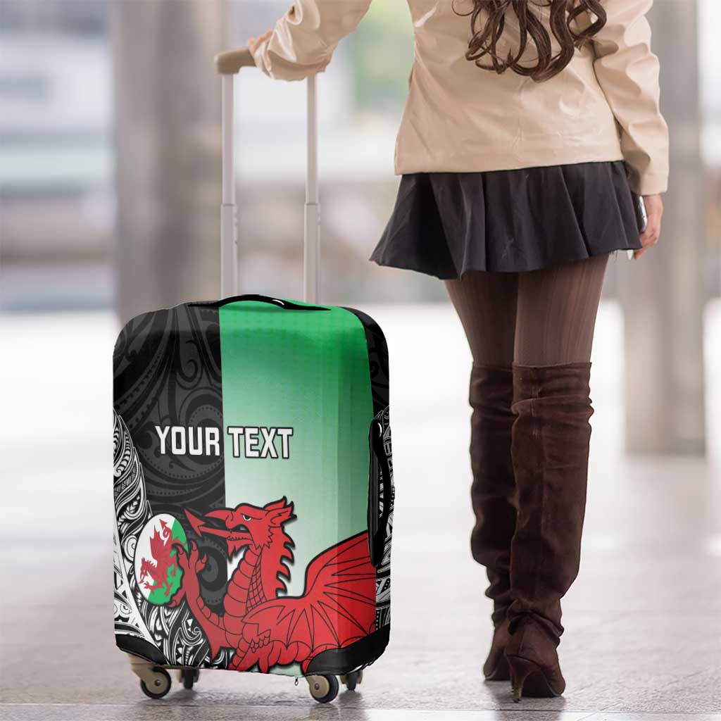 New Zealand and Wales Rugby Custom Luggage Cover Aotearoa All Black Combine Welsh Dragon - Aussie Hoodie