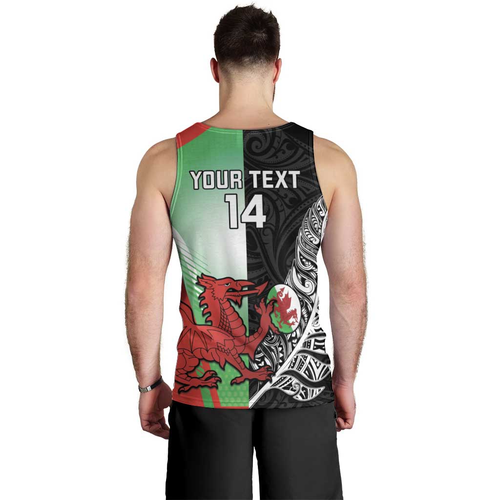 New Zealand and Wales Rugby Custom Men Tank Top Aotearoa All Black Combine Welsh Dragon - Aussie Hoodie