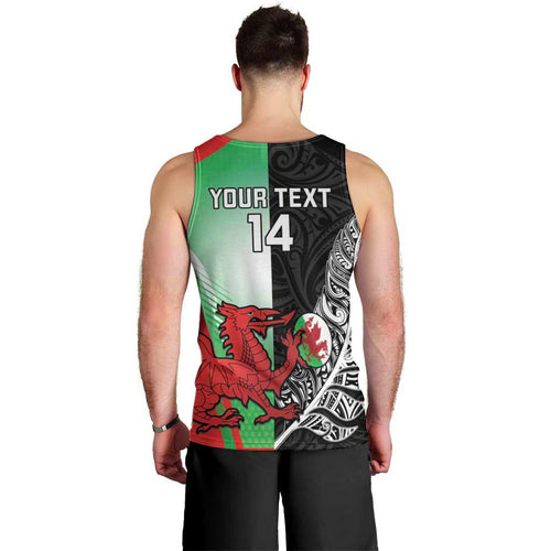 New Zealand and Wales Rugby Custom Men Tank Top Aotearoa All Black Combine Welsh Dragon - Aussie Hoodie