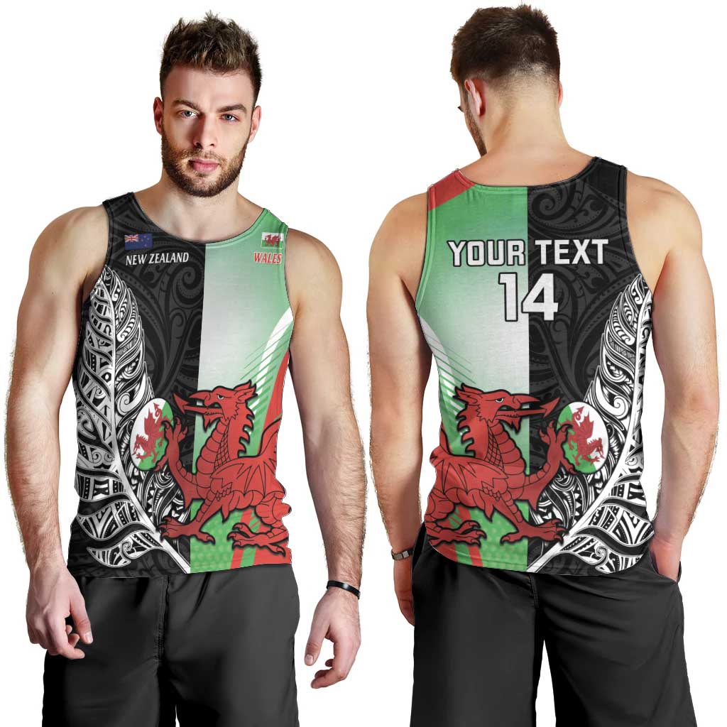 New Zealand and Wales Rugby Custom Men Tank Top Aotearoa All Black Combine Welsh Dragon - Aussie Hoodie