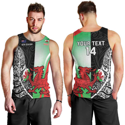 New Zealand and Wales Rugby Custom Men Tank Top Aotearoa All Black Combine Welsh Dragon - Aussie Hoodie