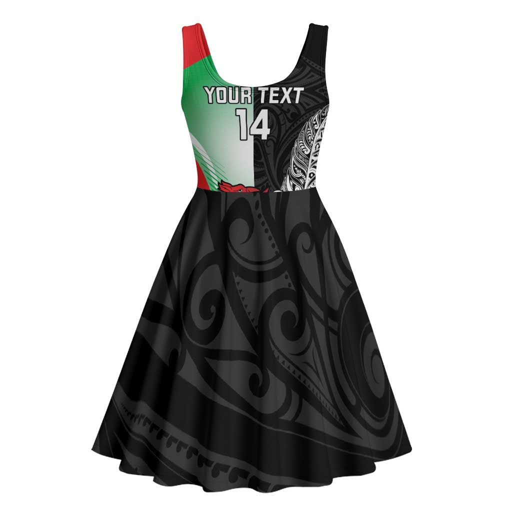 New Zealand and Wales Rugby Custom Midi Dress Aotearoa All Black Combine Welsh Dragon - Aussie Hoodie