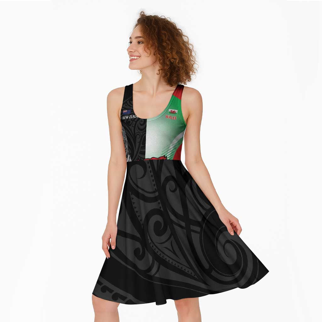 New Zealand and Wales Rugby Custom Midi Dress Aotearoa All Black Combine Welsh Dragon - Aussie Hoodie