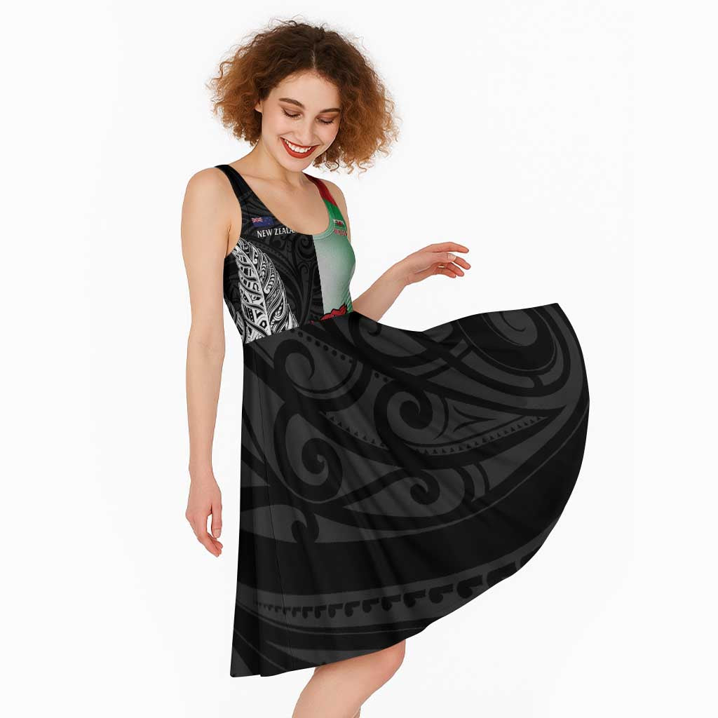 New Zealand and Wales Rugby Custom Midi Dress Aotearoa All Black Combine Welsh Dragon - Aussie Hoodie