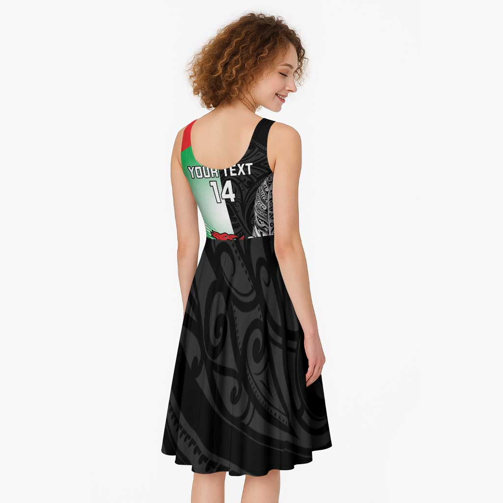 New Zealand and Wales Rugby Custom Midi Dress Aotearoa All Black Combine Welsh Dragon - Aussie Hoodie