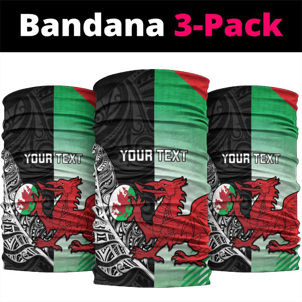 New Zealand and Wales Rugby Custom Neck Gaiter Aotearoa All Black Combine Welsh Dragon - Aussie Hoodie