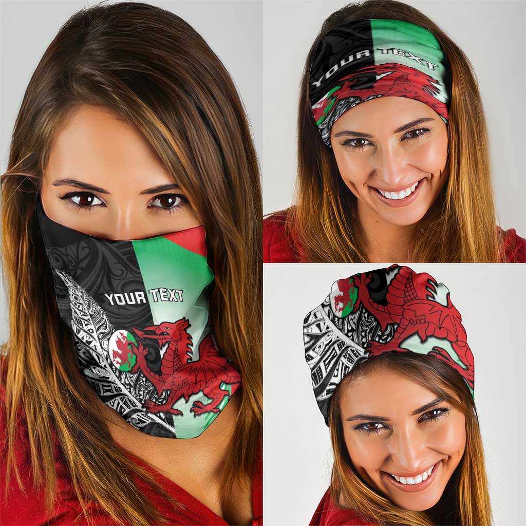 New Zealand and Wales Rugby Custom Neck Gaiter Aotearoa All Black Combine Welsh Dragon - Aussie Hoodie