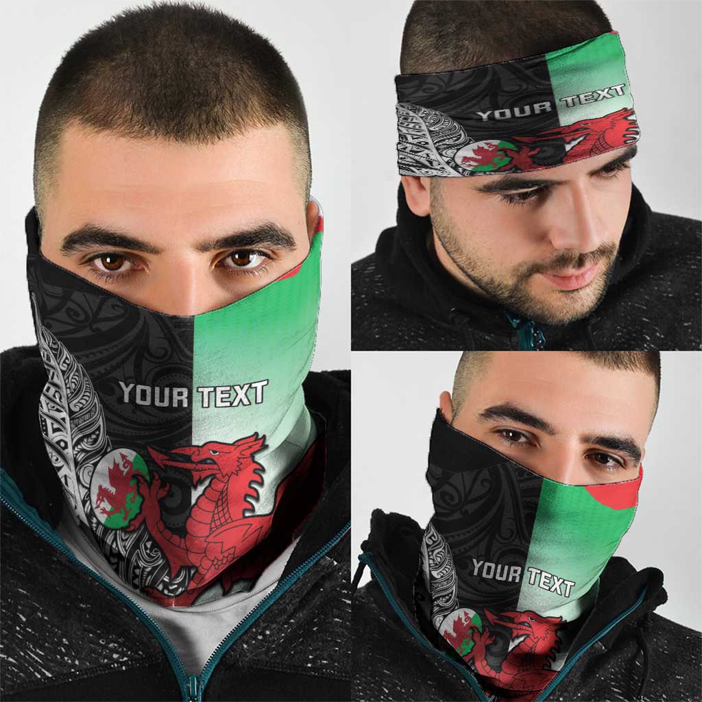 New Zealand and Wales Rugby Custom Neck Gaiter Aotearoa All Black Combine Welsh Dragon - Aussie Hoodie
