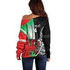 New Zealand and Wales Rugby Custom Off Shoulder Sweater Aotearoa All Black Combine Welsh Dragon - Aussie Hoodie