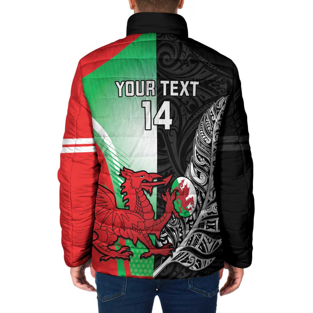 New Zealand and Wales Rugby Custom Padded Jacket Aotearoa All Black Combine Welsh Dragon - Aussie Hoodie