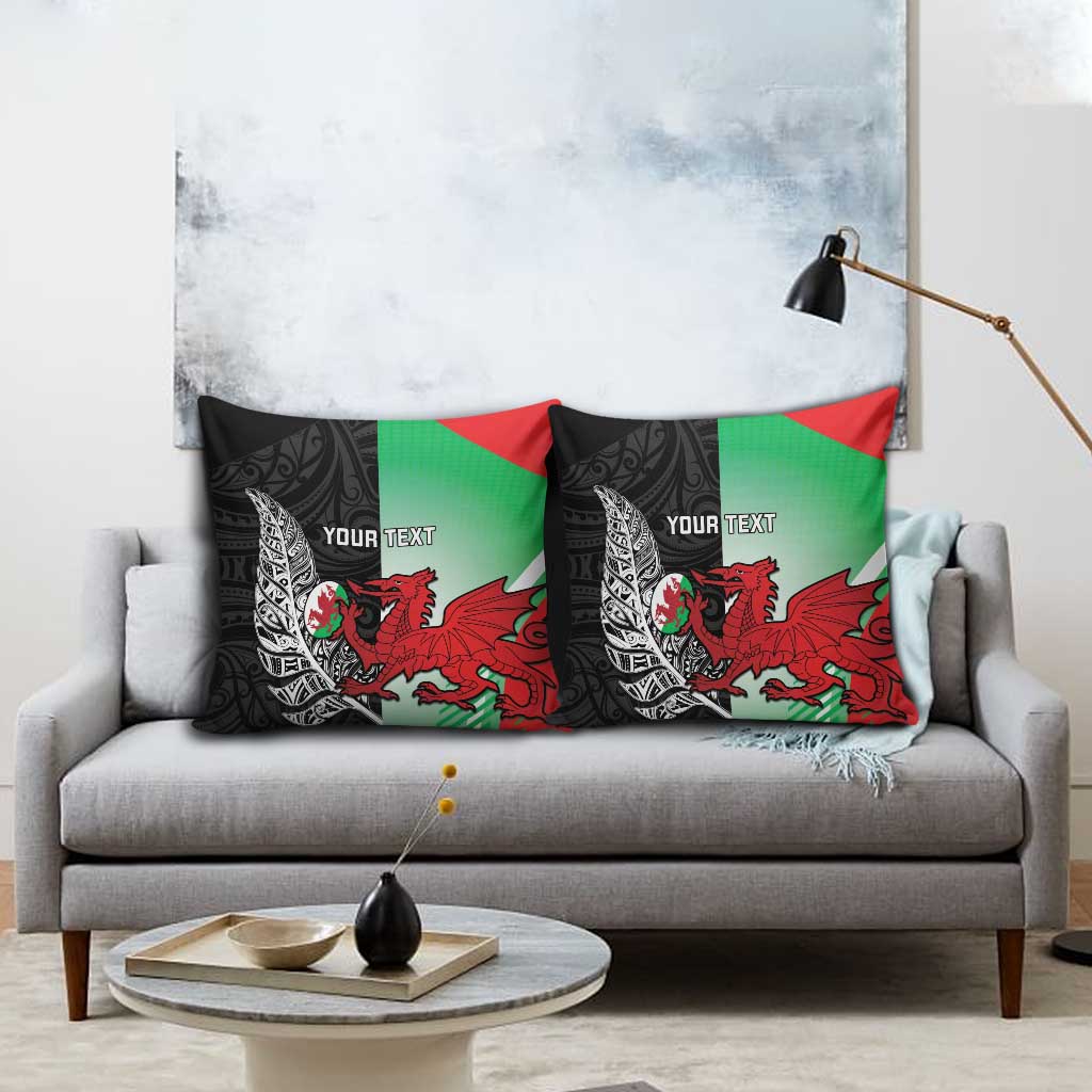 New Zealand and Wales Rugby Custom Pillow Cover Aotearoa All Black Combine Welsh Dragon - Aussie Hoodie