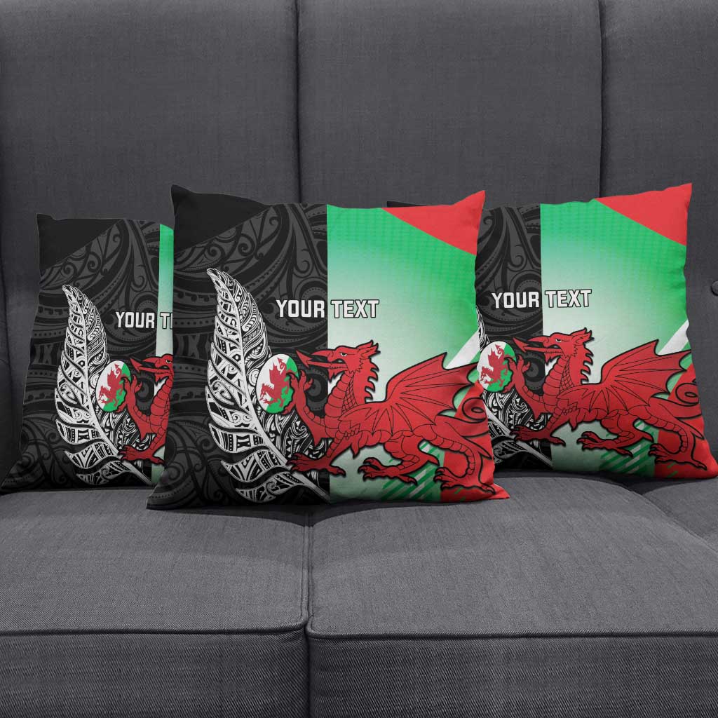 New Zealand and Wales Rugby Custom Pillow Cover Aotearoa All Black Combine Welsh Dragon - Aussie Hoodie
