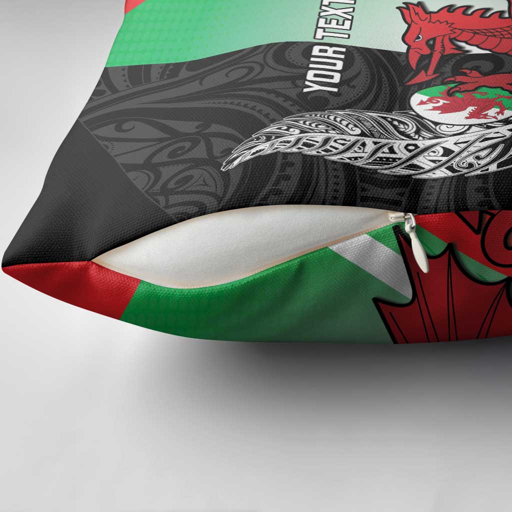 New Zealand and Wales Rugby Custom Pillow Cover Aotearoa All Black Combine Welsh Dragon - Aussie Hoodie