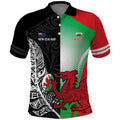 New Zealand and Wales Rugby Custom Polo Shirt Aotearoa All Black Combine Welsh Dragon - Aussie Hoodie