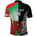 New Zealand and Wales Rugby Custom Polo Shirt Aotearoa All Black Combine Welsh Dragon - Aussie Hoodie