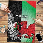 New Zealand and Wales Rugby Custom Puzzle Aotearoa All Black Combine Welsh Dragon - Aussie Hoodie