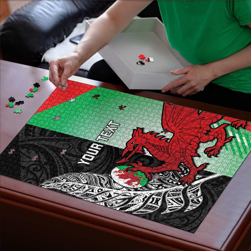New Zealand and Wales Rugby Custom Puzzle Aotearoa All Black Combine Welsh Dragon - Aussie Hoodie