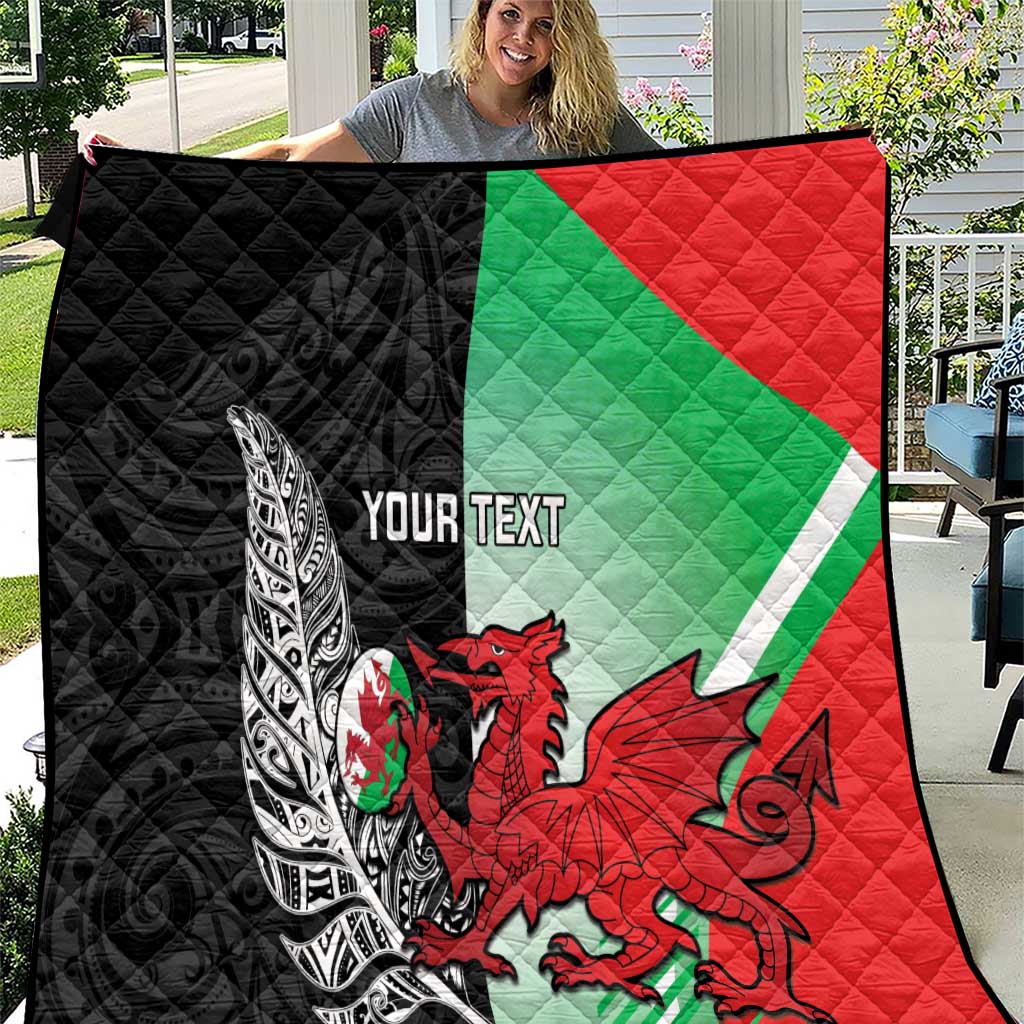 New Zealand and Wales Rugby Custom Quilt Aotearoa All Black Combine Welsh Dragon - Aussie Hoodie