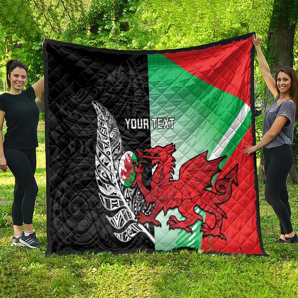 New Zealand and Wales Rugby Custom Quilt Aotearoa All Black Combine Welsh Dragon - Aussie Hoodie