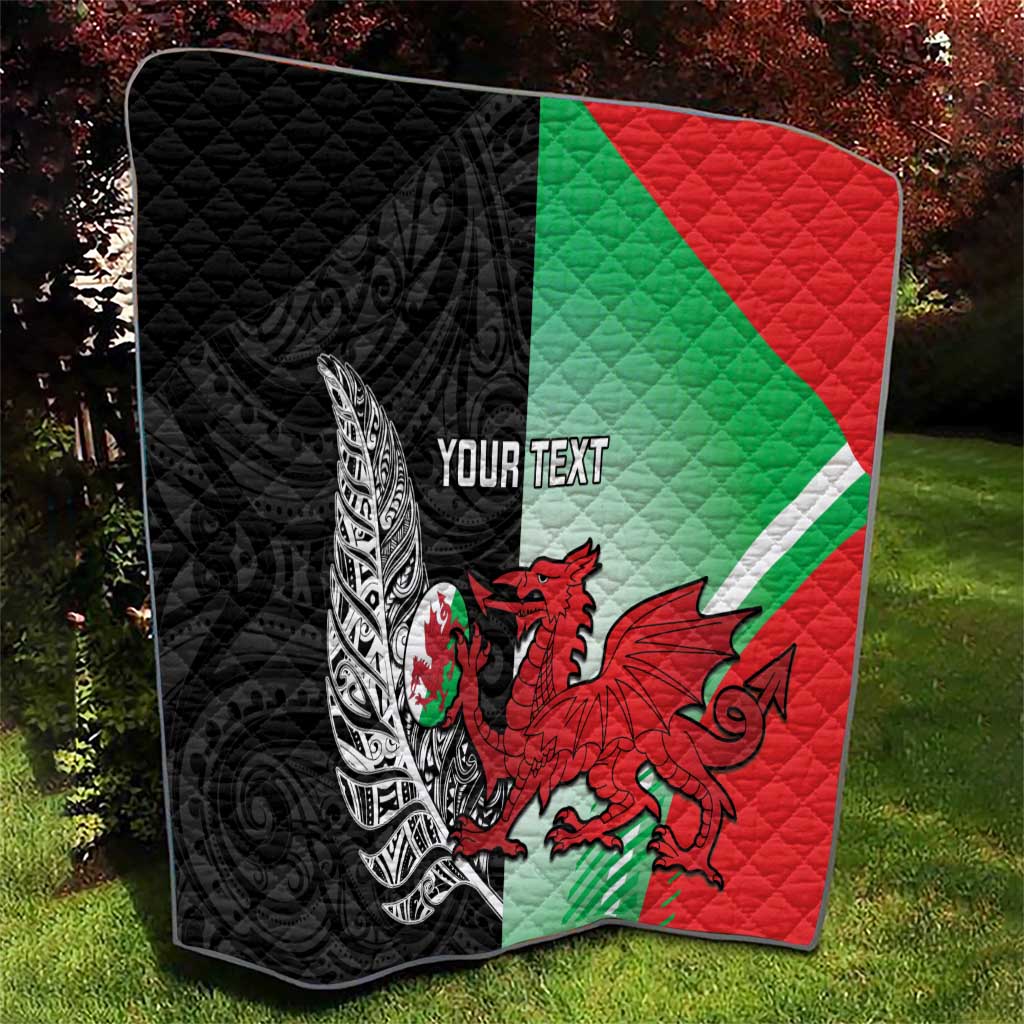 New Zealand and Wales Rugby Custom Quilt Aotearoa All Black Combine Welsh Dragon - Aussie Hoodie