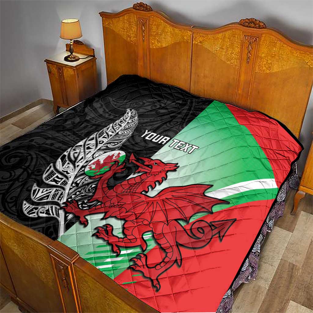 New Zealand and Wales Rugby Custom Quilt Aotearoa All Black Combine Welsh Dragon - Aussie Hoodie
