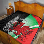 New Zealand and Wales Rugby Custom Quilt Aotearoa All Black Combine Welsh Dragon - Aussie Hoodie