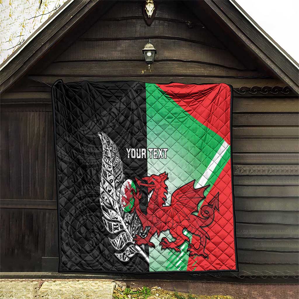 New Zealand and Wales Rugby Custom Quilt Aotearoa All Black Combine Welsh Dragon - Aussie Hoodie