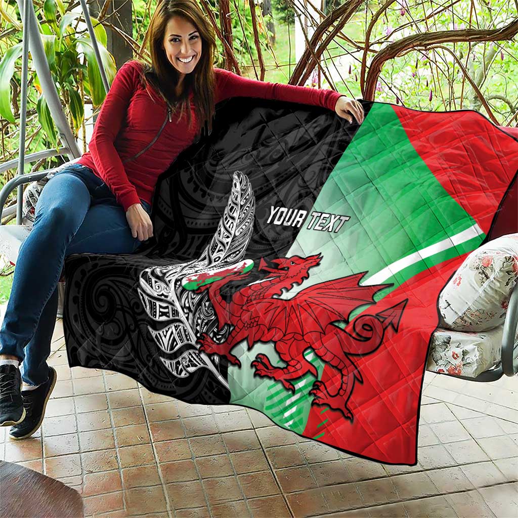 New Zealand and Wales Rugby Custom Quilt Aotearoa All Black Combine Welsh Dragon - Aussie Hoodie