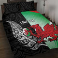 New Zealand and Wales Rugby Custom Quilt Bed Set Aotearoa All Black Combine Welsh Dragon - Aussie Hoodie