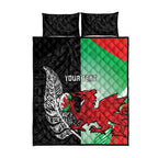 New Zealand and Wales Rugby Custom Quilt Bed Set Aotearoa All Black Combine Welsh Dragon - Aussie Hoodie